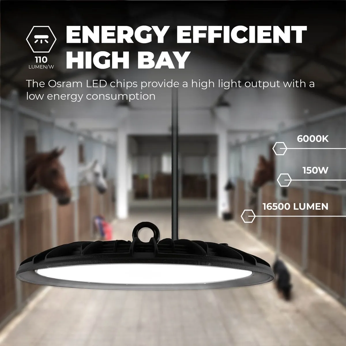 Ledvion LED High Bay Sensor 150W 110lm/W - Zwart - afbeelding 6 van 6