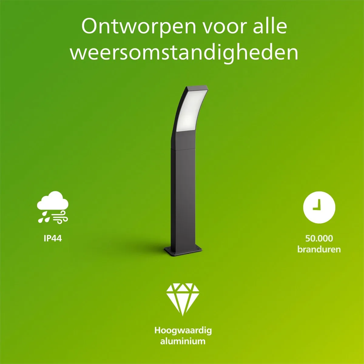 Philips Splay Sokkellamp - Buitenverlichting - Weerbestendig: IP44 - PowerShield Coating - Warmwit licht: 2700K - Hoogwaardig Aluminium - Antraciet