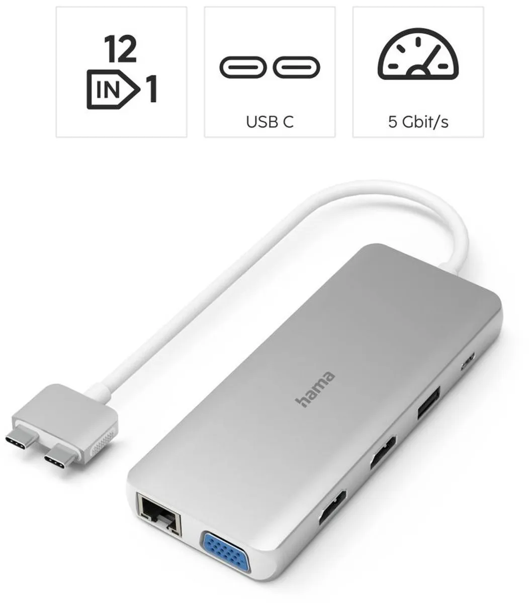Hama 00200133 USB-C Dockingstation - Antraciet