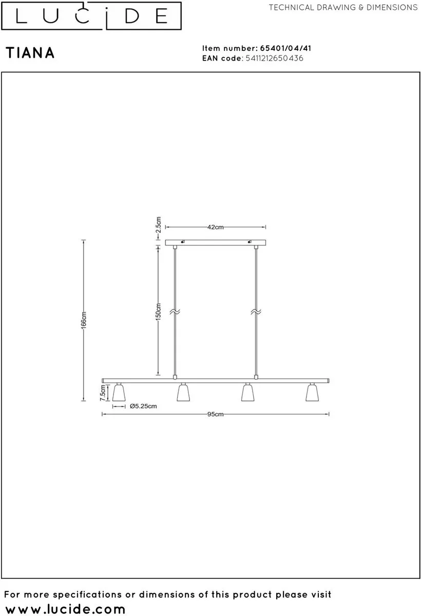 Lucide Tiana Hanglamp 4xGU10 - Taupe
