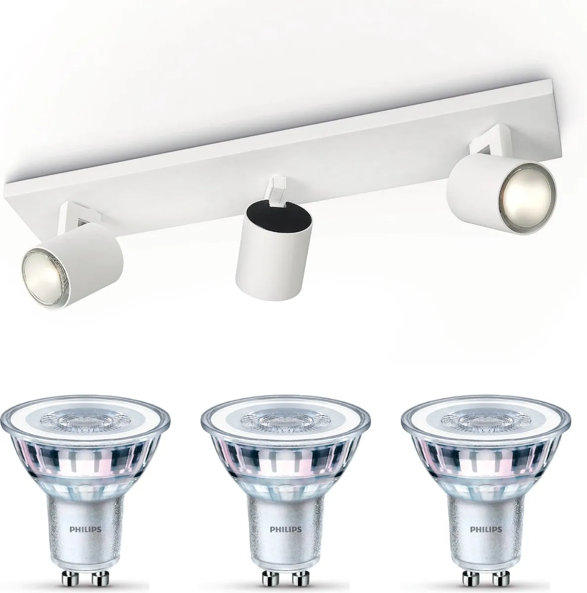 Philips Runner Opbouwspot 3x GU10 Warmwit 4.6W - Wit