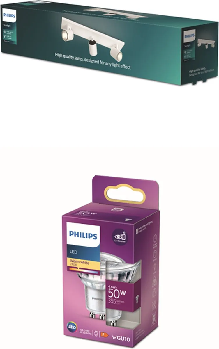 Philips Runner Opbouwspot 3x GU10 Warmwit 4.6W - Wit