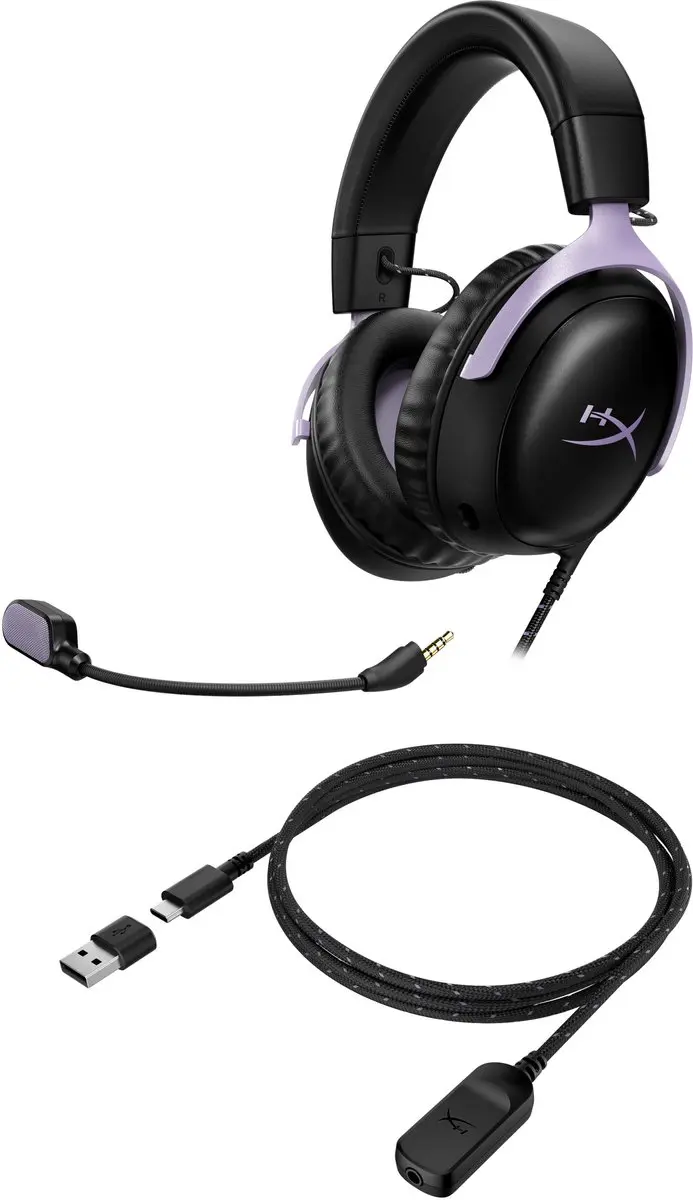 HyperX Cloud III DF7F0AA Game Headset - Zwart/Lavendel - afbeelding 5 van 6