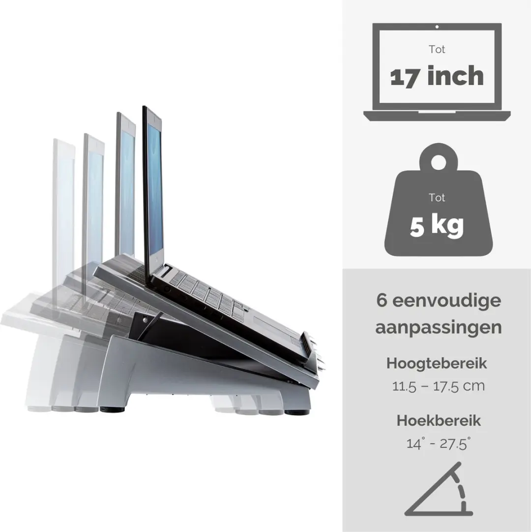 Fellowes Office Suites Laptopstandaard 418202 - 10-17" - Zwart/grijs - afbeelding 6 van 6