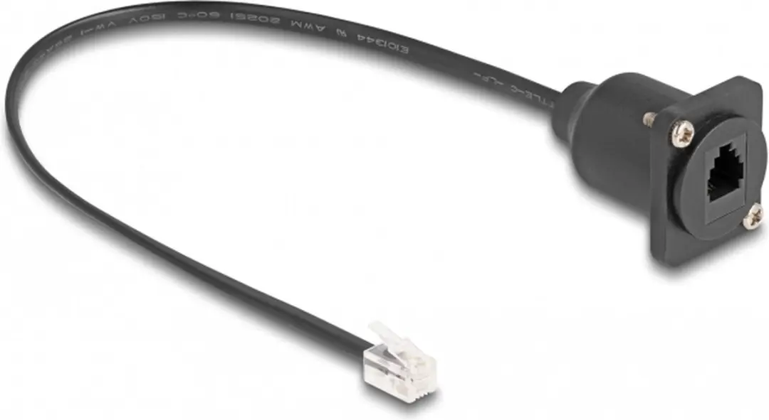 Delock D-type RJ10 Kabel 30cm - Zwart - afbeelding 3 van 4