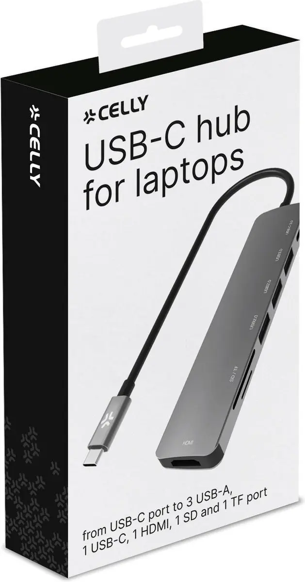Celly PROHUB7IN1 Bedraad USB 3.2 Gen 1 (3.1 Gen 1) Type-C Grijs