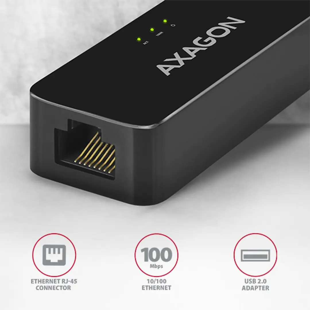 Axagon ADE-XR USB 2.0 Adapter - RJ45 - 15cm - Zwart - afbeelding 6 van 6