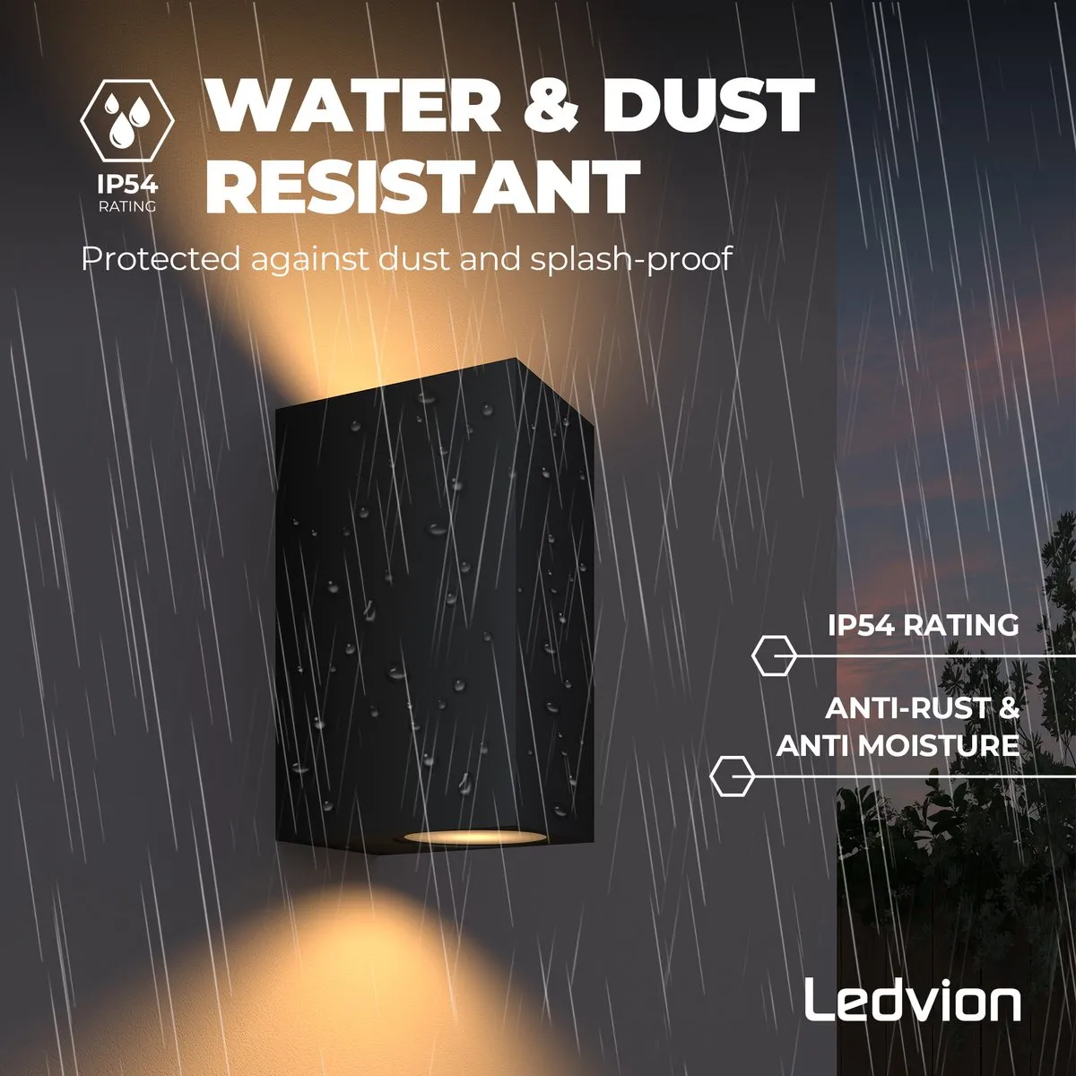 Ledvion Helene Wandlamp GU10 - 2x 0.5W - IP54 - Zwart