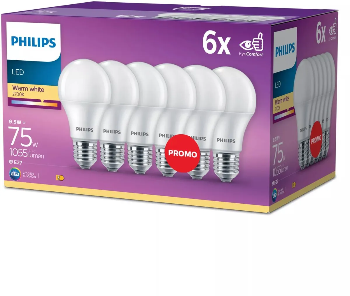 Philips LED Lamp Mat E27 9.5W Warmwit