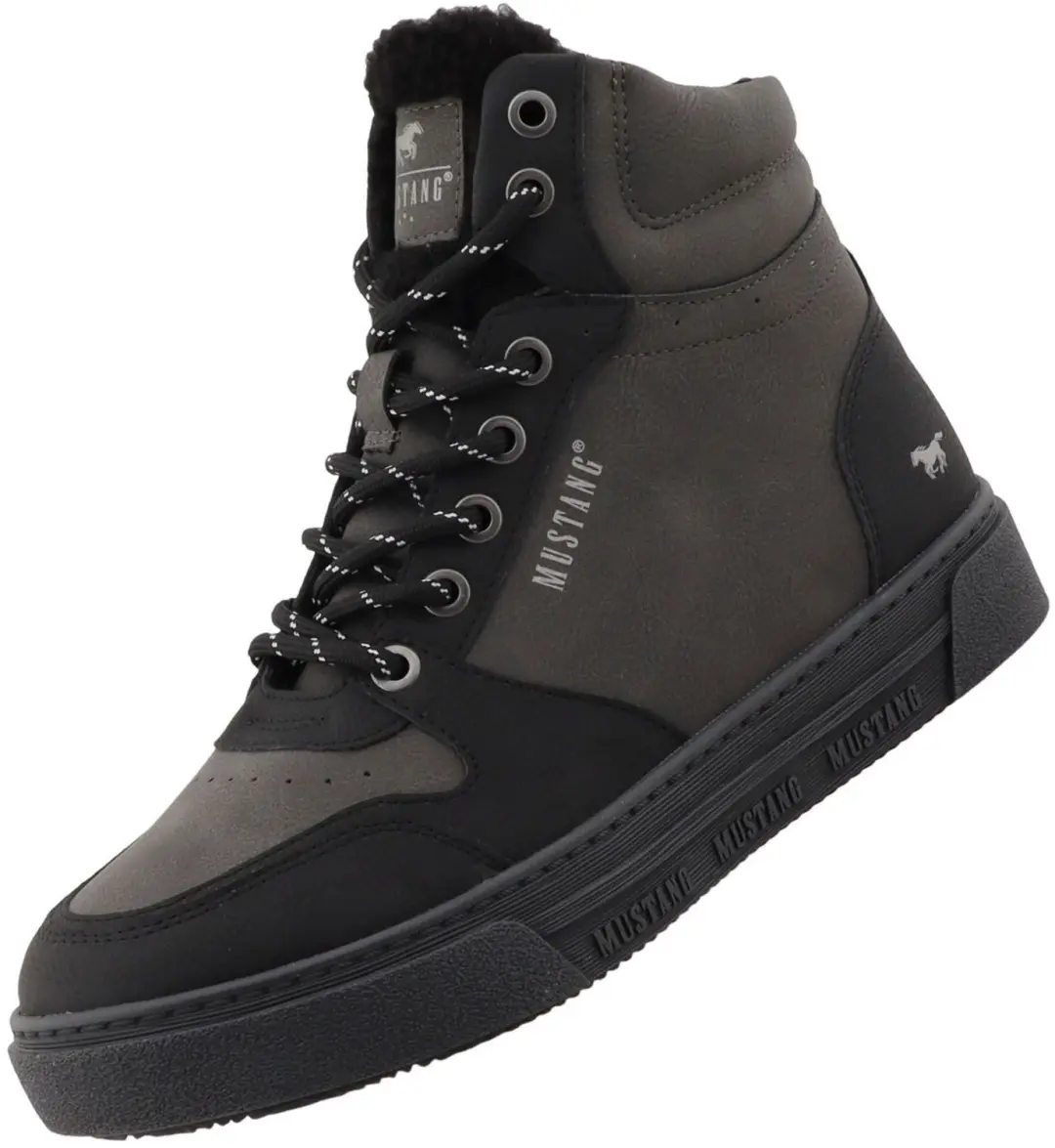 Mustang dames high-top sneaker, gevoerd, zwart 15M0212005