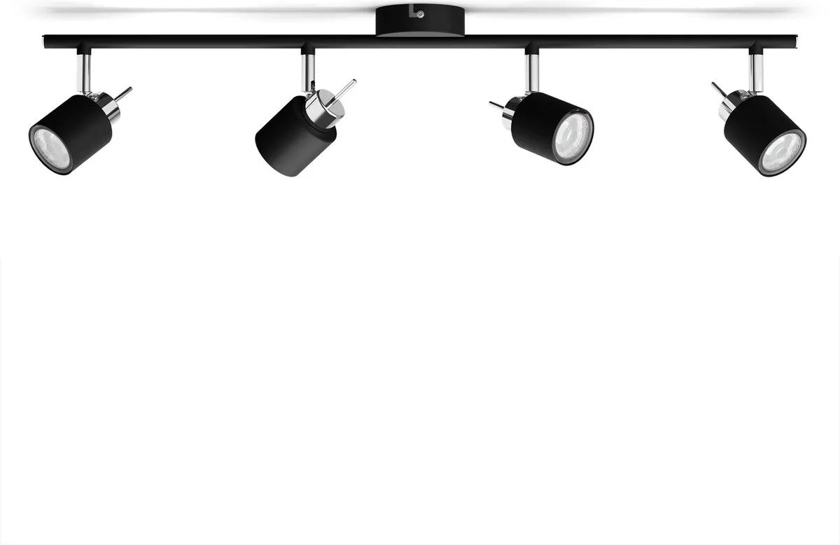 Philips Meranti Opbouwspot 4x GU10 - Warmwit 2700K - Zwart