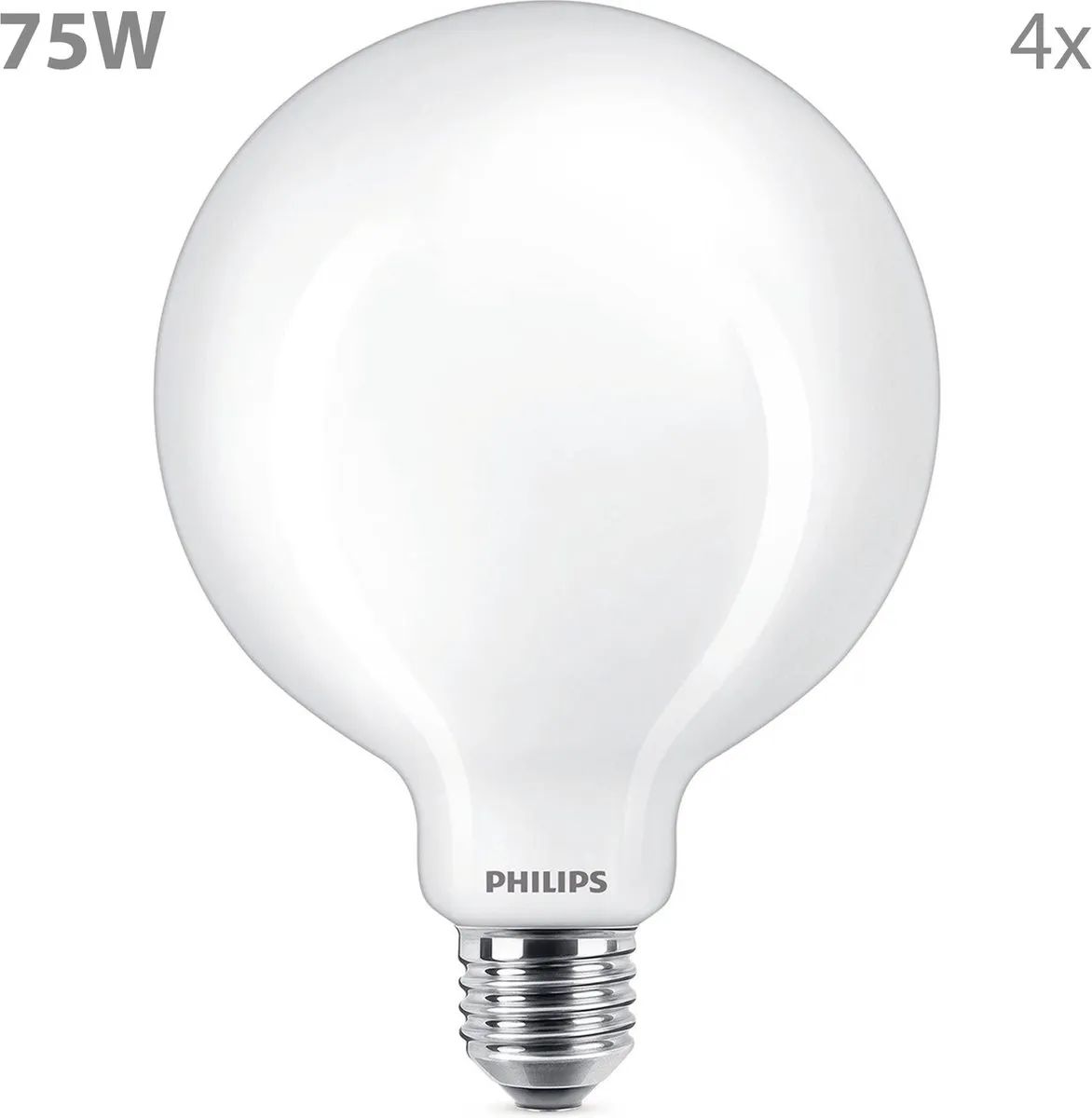 Philips LED E27 Mat LEDlamp 7.8W Warmwit - 4 Stuks