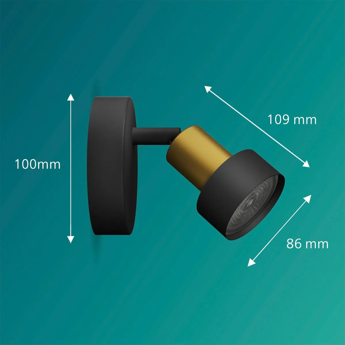 Philips Conduit Opbouwspot GU10 - Warmwit 2700K - Zwart/Goud