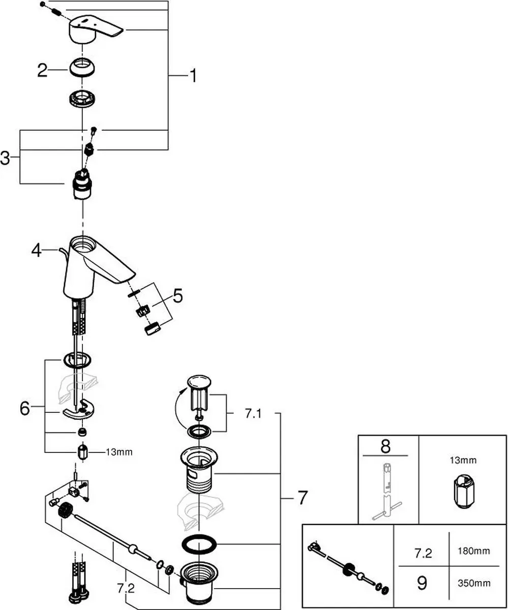 Grohe Eurosmart Wastafelmengkraan S-Size Chroom - afbeelding 6 van 6