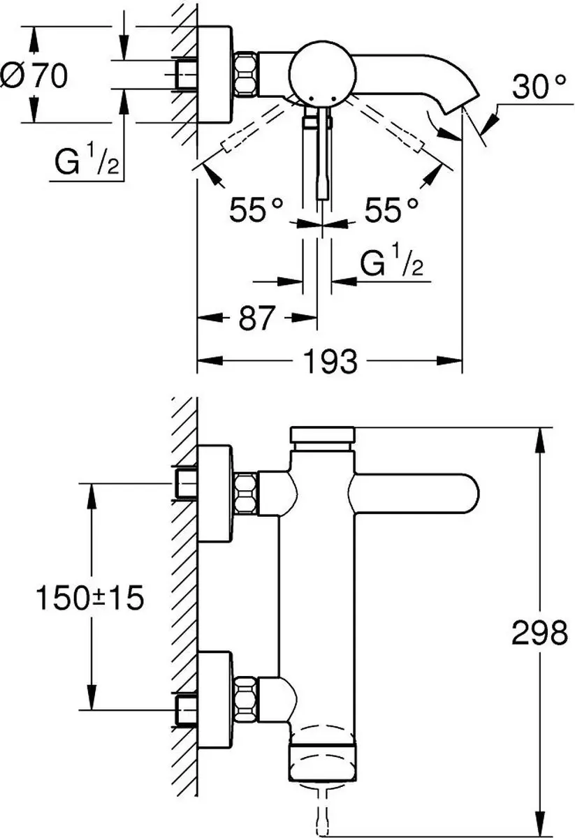 GROHE Essence Eéngreeps Badmengkraan 1/2" - Chroom - afbeelding 2 van 3