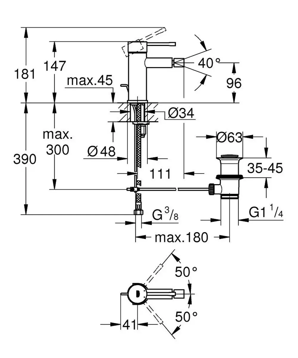 GROHE Essence Bidetkraan 1-gats - Chroom