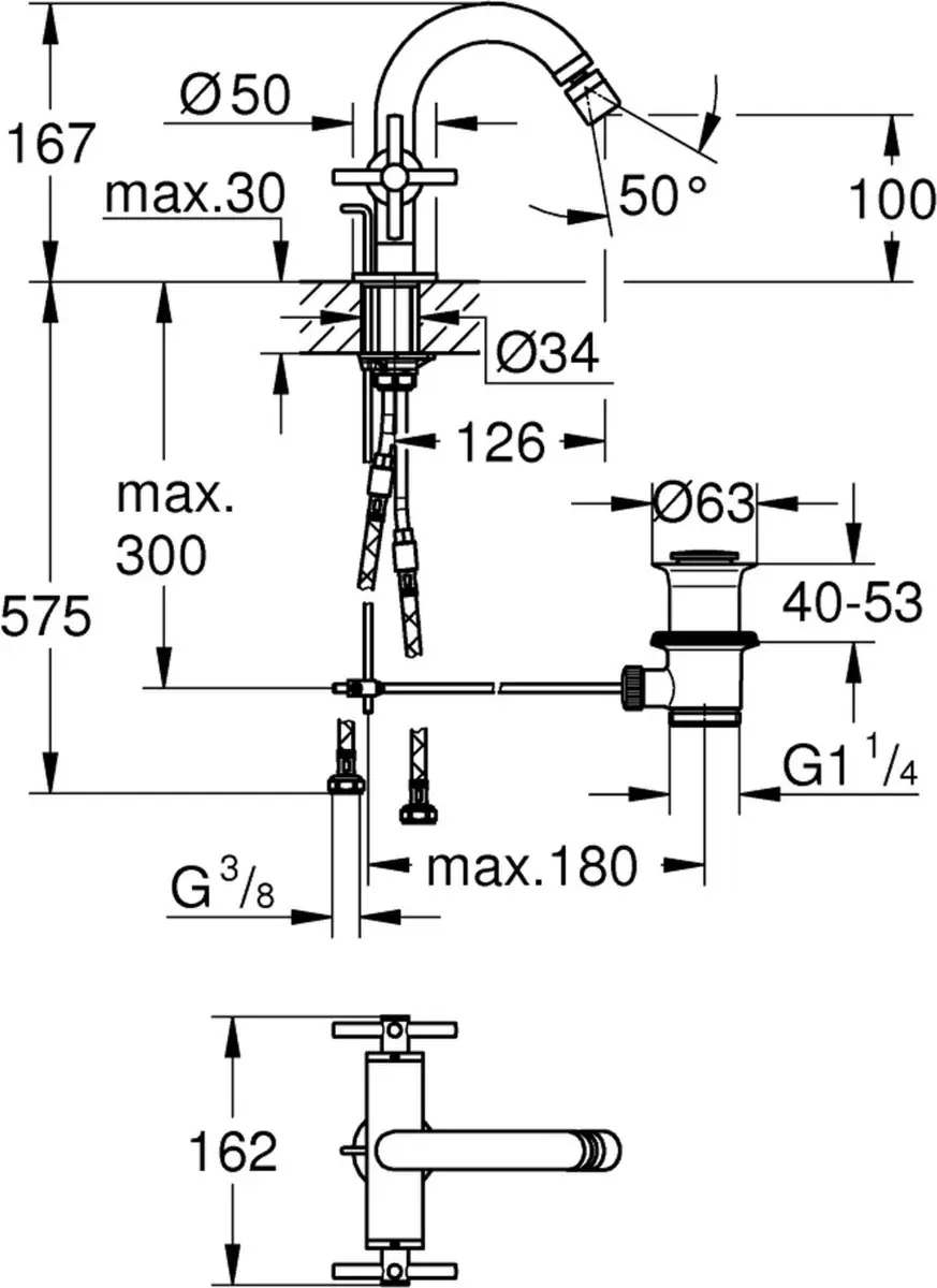 Grohe Atrio Bidetmengkraan 24353000 - Chroom - afbeelding 2 van 3