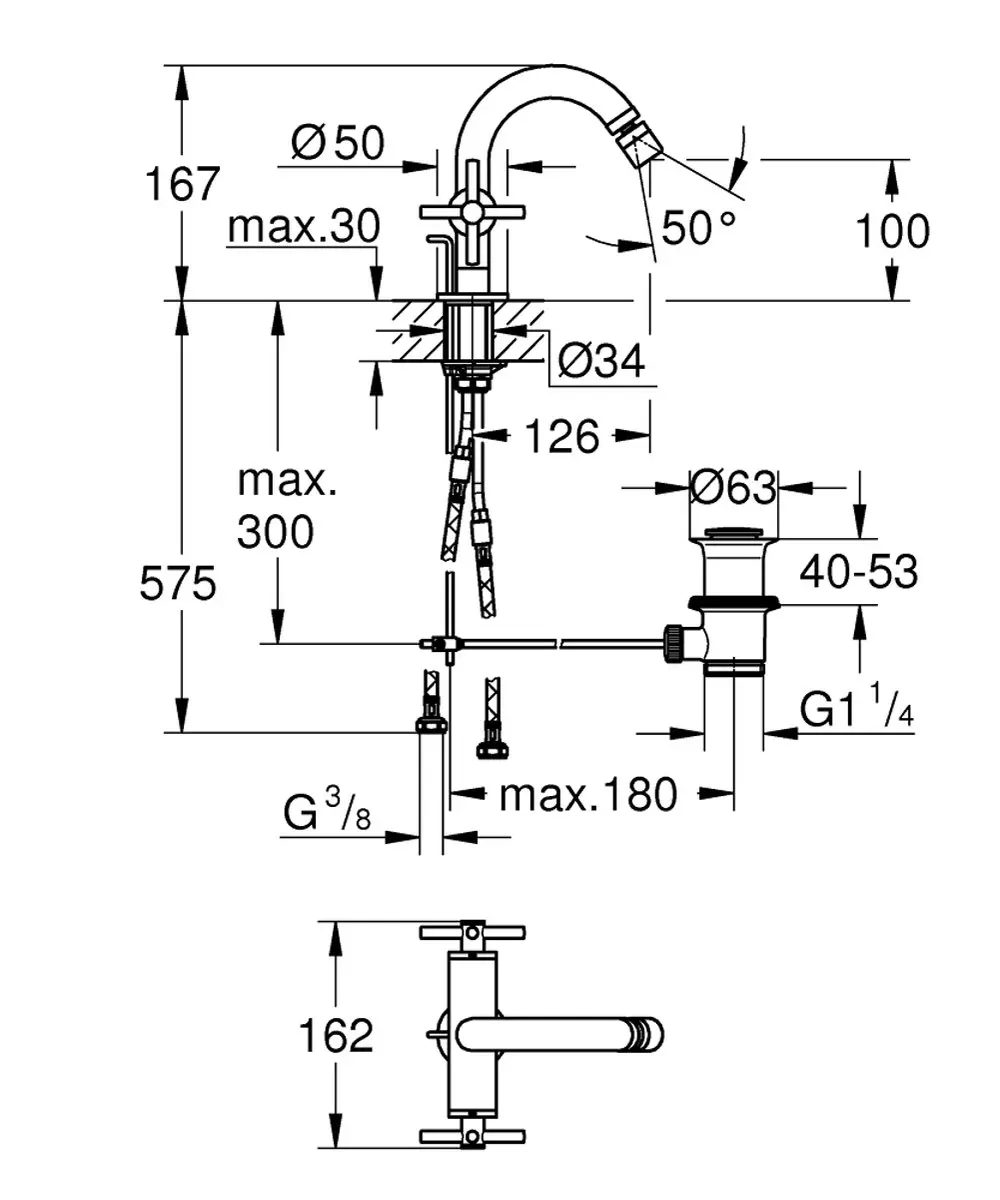 GROHE Atrio Bidetmengkraan 24353GL0 - Goud - afbeelding 2 van 3