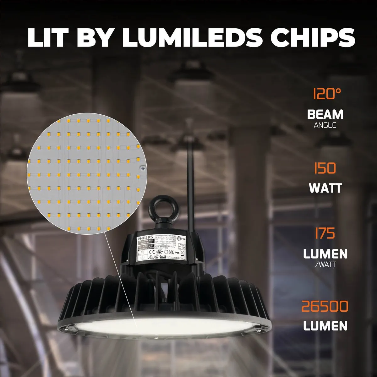 Ledvion LED High Bay 150W 3000K - Zwart - afbeelding 4 van 6