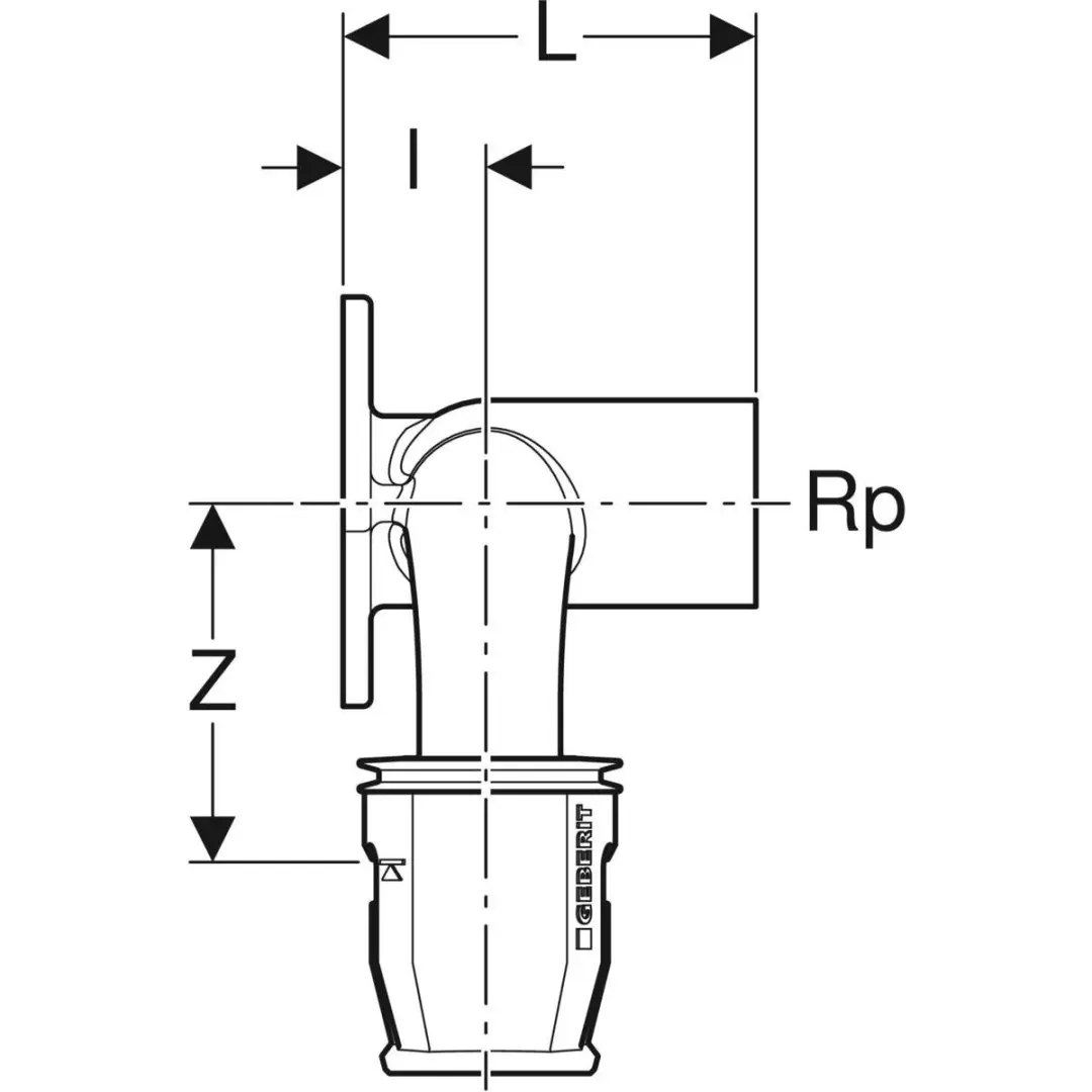 Geberit PushFit Haakse Aansluiting 90° DN 12/15 - afbeelding 2 van 3