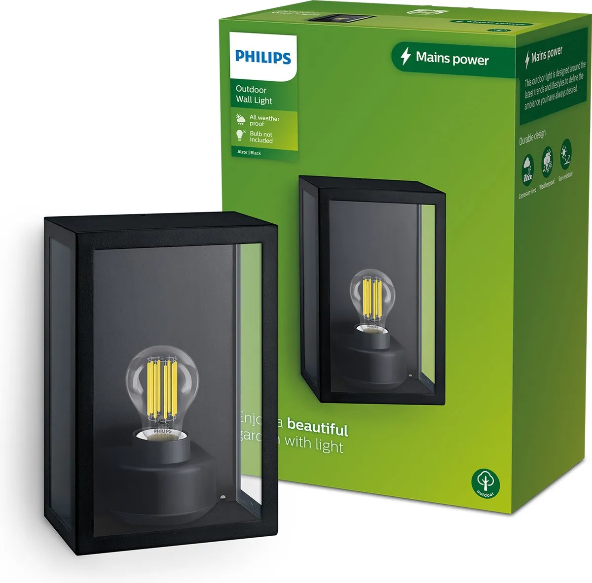 Philips Alzor Wandlamp Buiten E27 Warmwit - Zwart - afbeelding 6 van 6