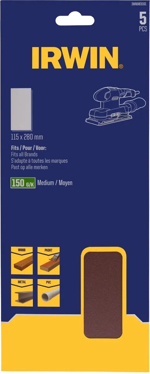 Irwin Schuurstroken 115x280mm K150 - 5 Stuks - afbeelding 2 van 2