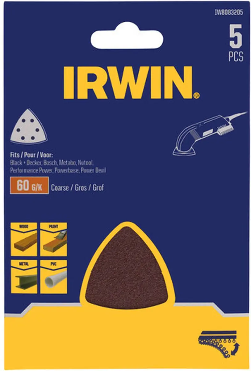 Irwin Schuurstroken Delta K60 93x93mm - 5 Stuks - afbeelding 2 van 3