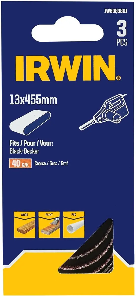 Irwin Schuurband 3 Stuks K40 13x455mm - afbeelding 2 van 3