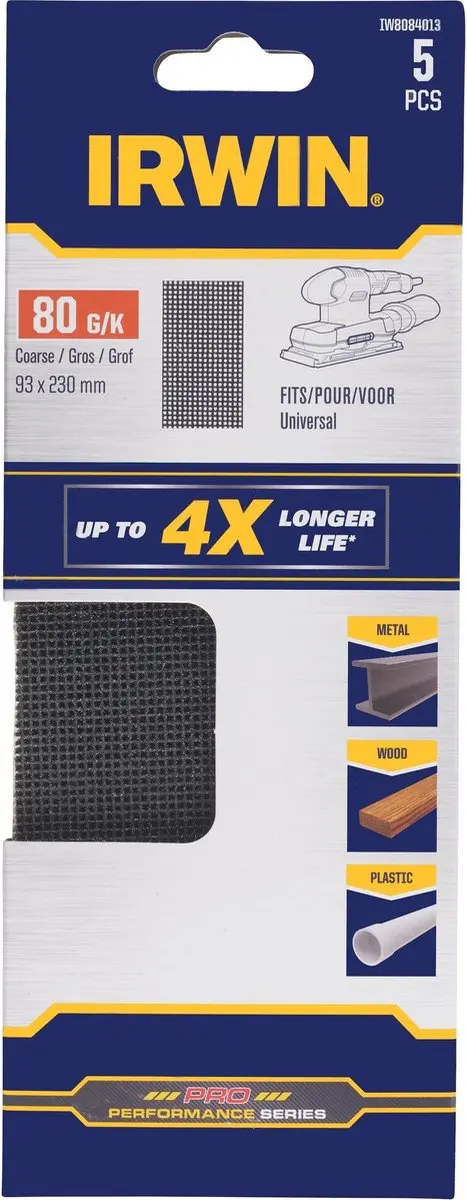 Irwin Schuurgaas 1/3 Vlakschuur K80 - 230x93mm - 5 Stuks - afbeelding 2 van 2