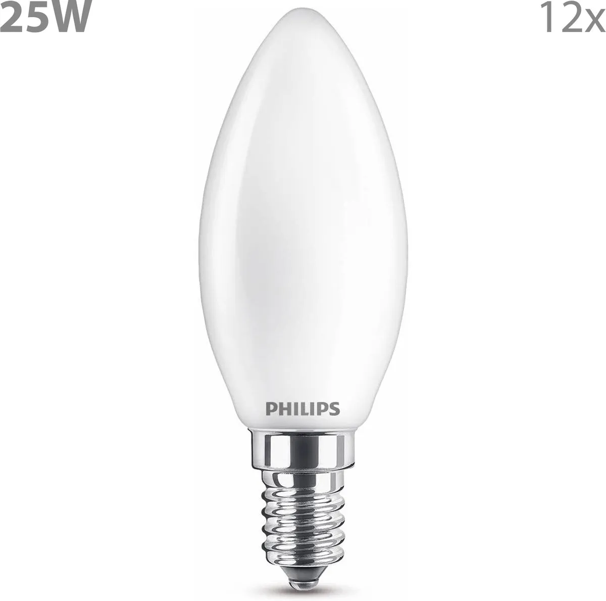 Philips LED Kaarslamp E14 Mat 25W Warmwit - 12 Stuks