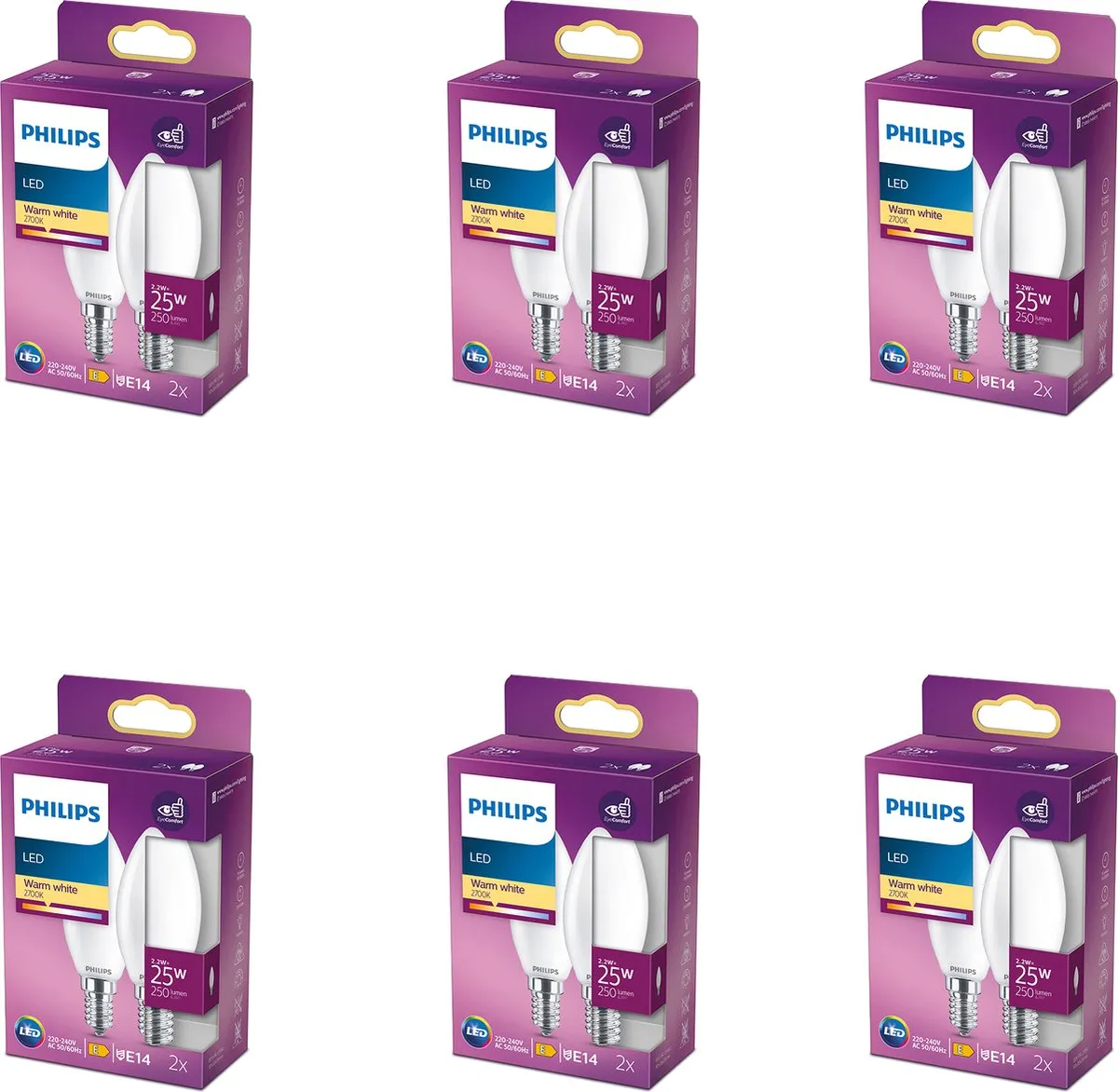 Philips LED Kaarslamp E14 Mat 25W Warmwit