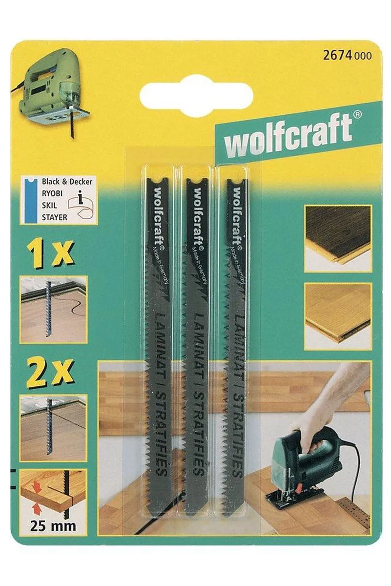 Wolfcraft Set Decoupeerzaagbladen U-schacht 3-delig