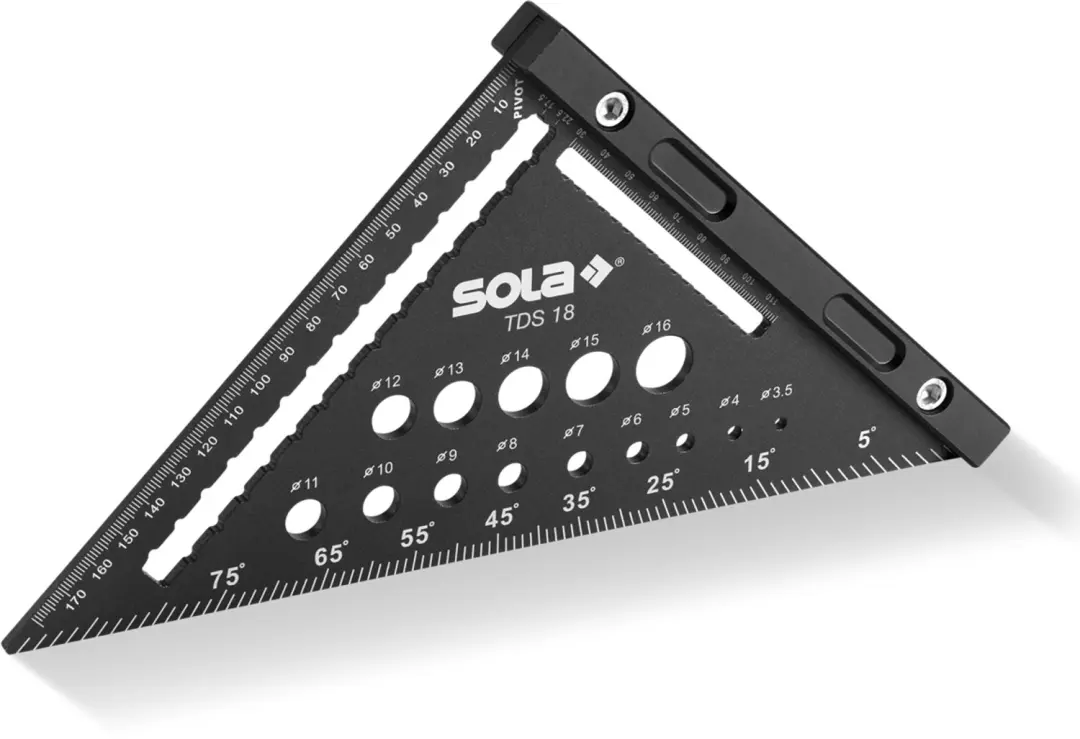 Sola TDS18 Meetdriehoek Winkelhaak 18 cm zwart