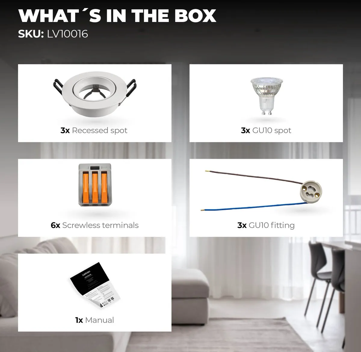 Ledvion 3X Inbouwspot Rio Wit - 3W 4000K - 3 Stuks