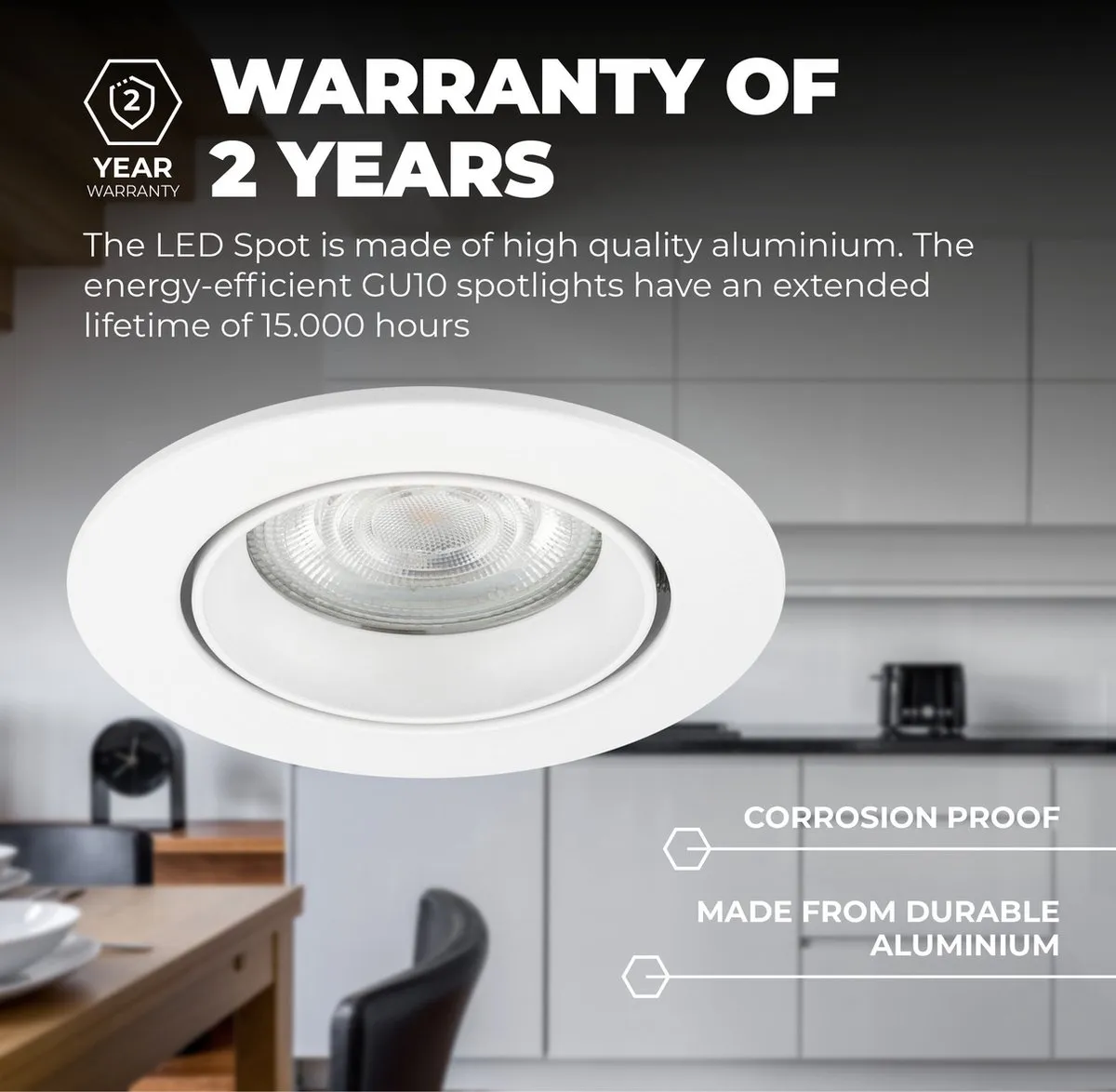 Ledvion 3X Inbouwspot Rio Wit - 3W 4000K - 3 Stuks - afbeelding 6 van 6
