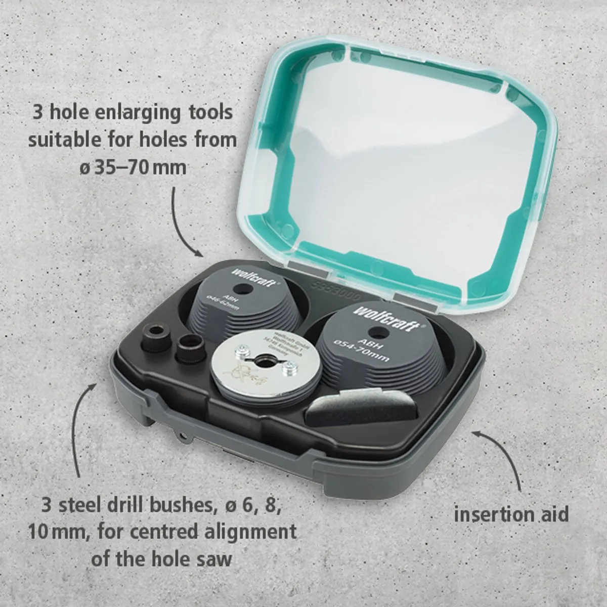 Wolfcraft 5953000 Set Gatenvergroter - Metaal 76mm - afbeelding 6 van 6