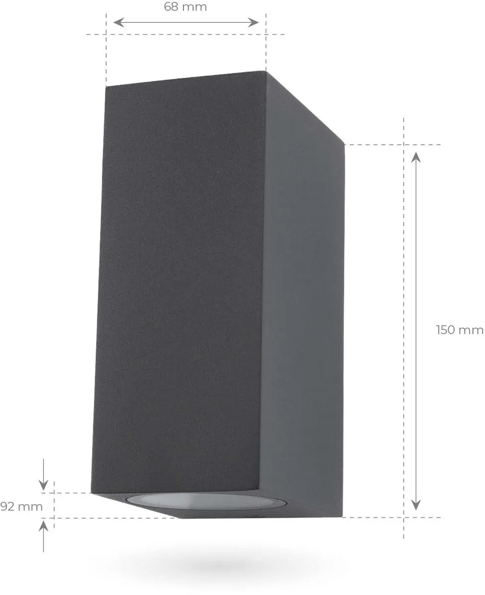 LEDVION Helene Wandlamp GU10 - 2x 0.5W - Antraciet