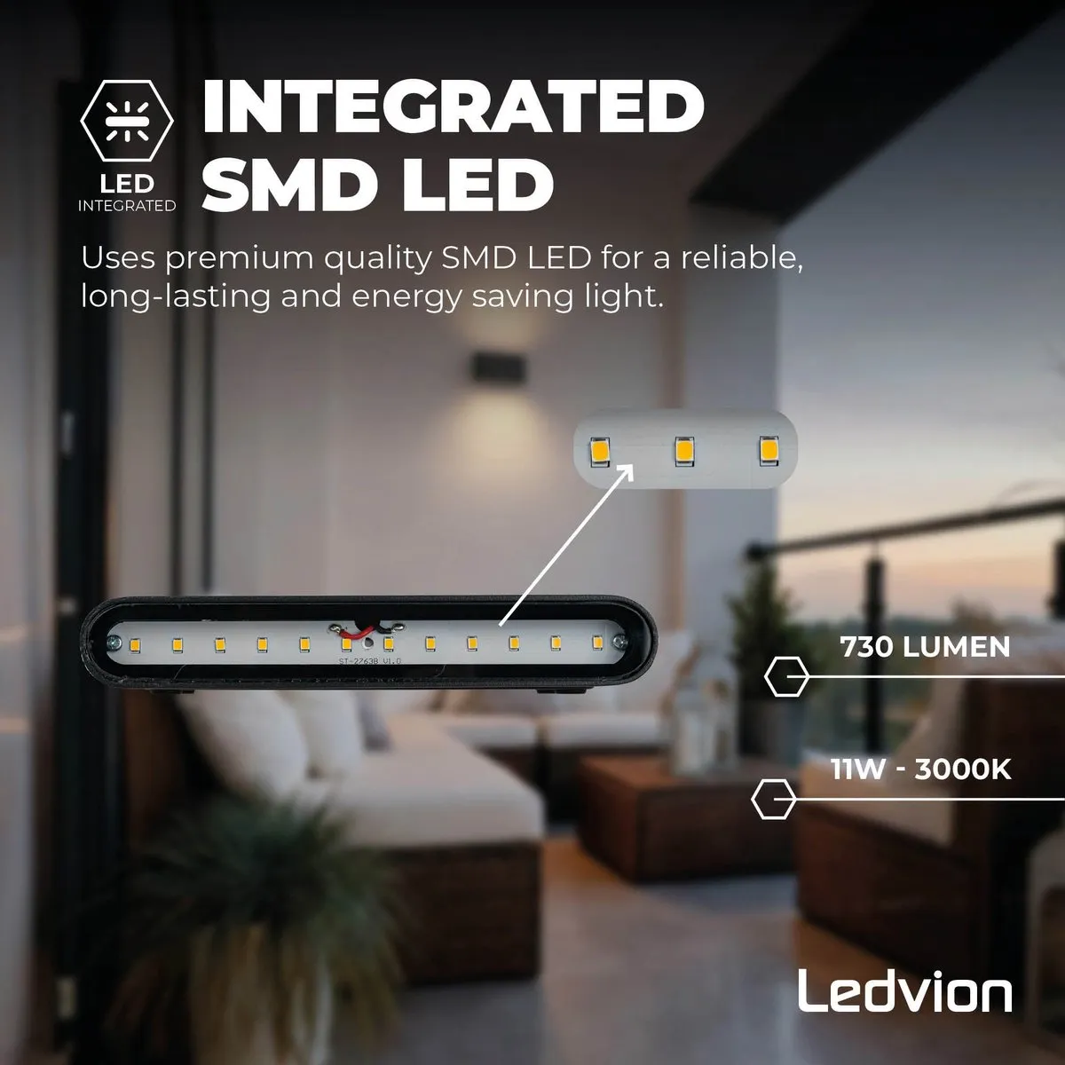 LEDVION Mira M LED Wandlamp 12W - Zwart