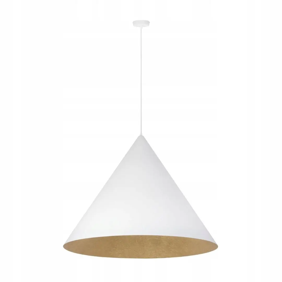 Grote Witte Kegel Hanglamp met Gouden Middenstuk