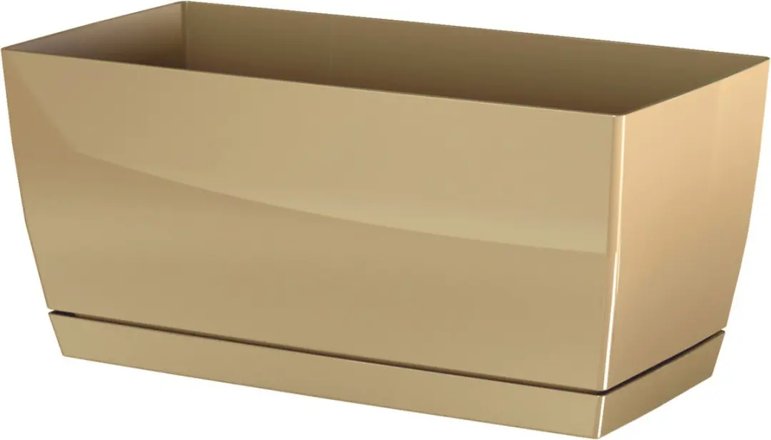 Plantenpot/bloempot kunststof glanzend mat goud 40 x 19 x 18 cm voor binnen/buit