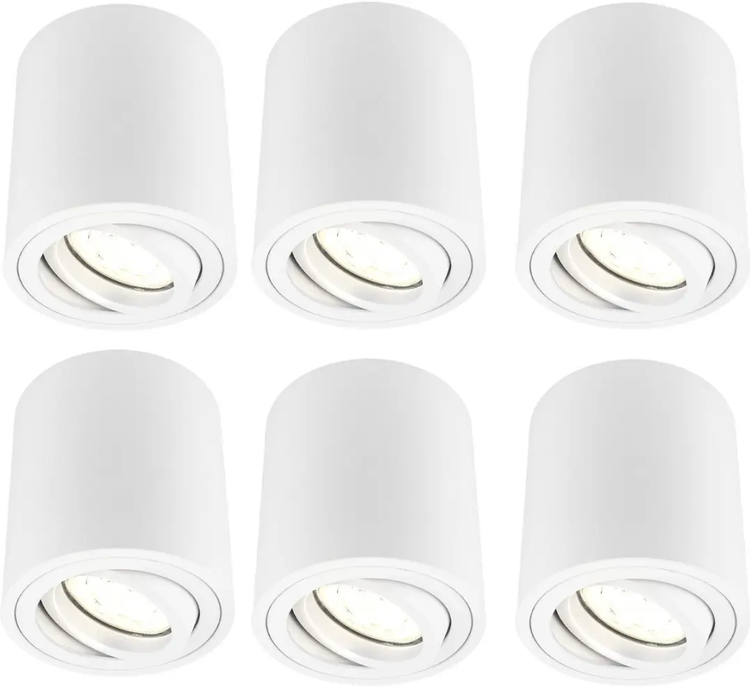 Ledvion 6 stuks LED opbouwspot wit rond 3W warm wit