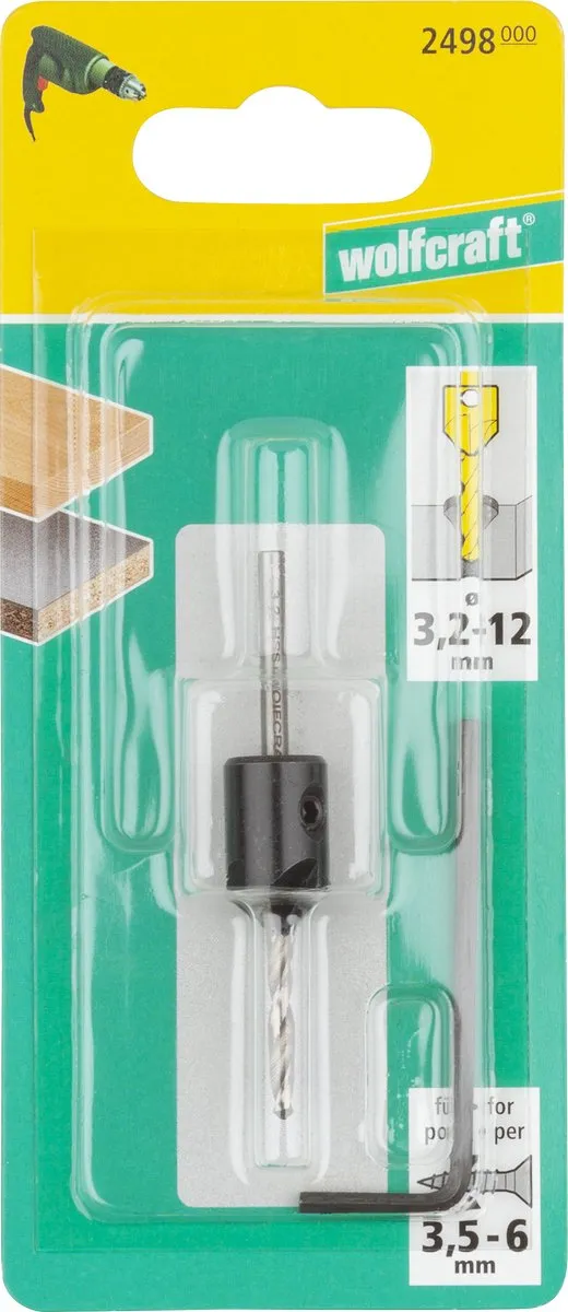 Wolfcraft Verzinkborenset 2498000 - Ø3,5-6mm - Hout