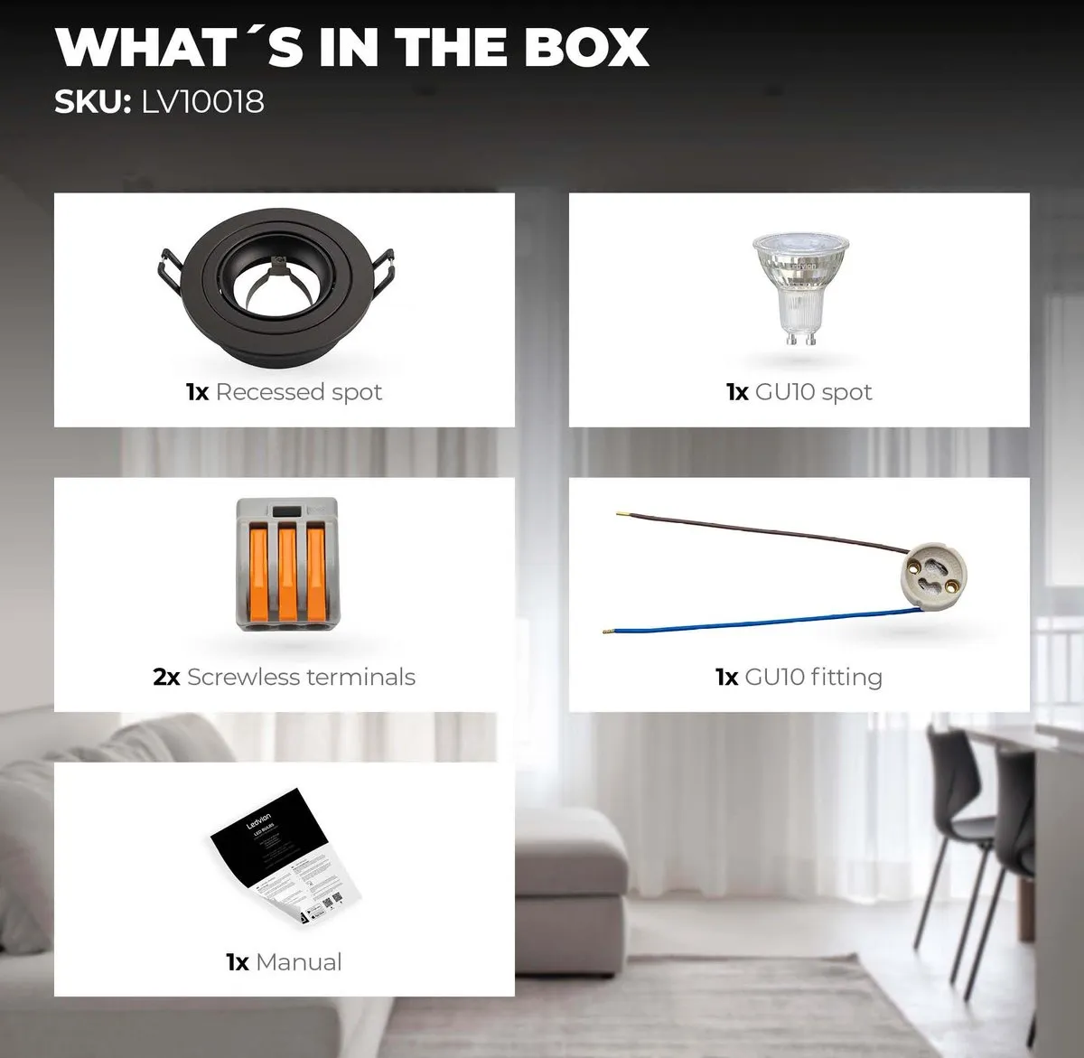 Ledvion LED Inbouwspot Tokyo 3W 4000K - Zwart