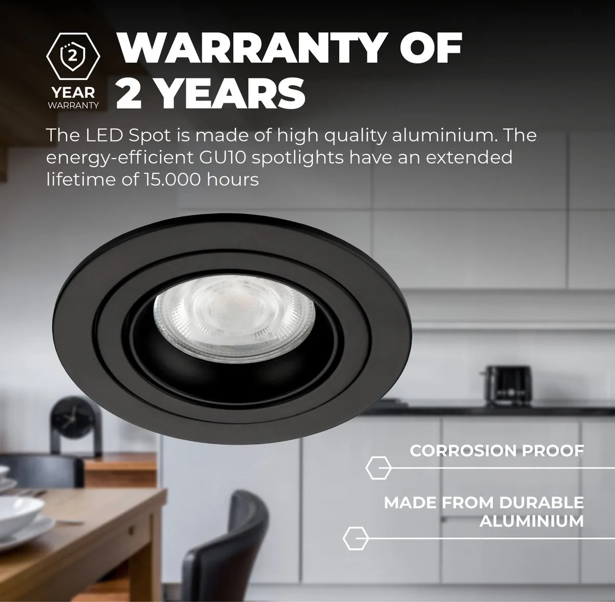 Ledvion LED Inbouwspot Tokyo 3W 4000K - Zwart