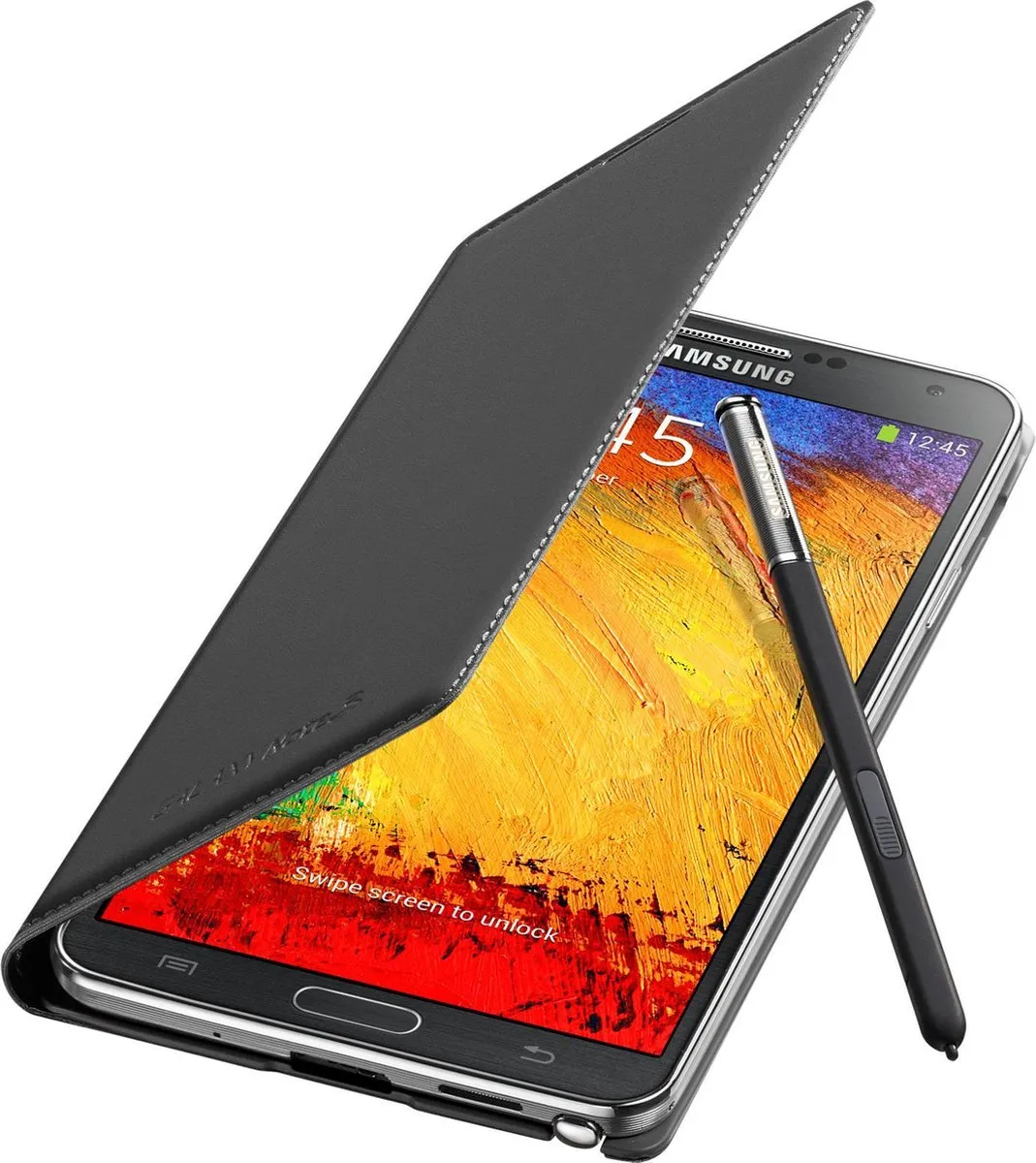 Samsung Galaxy Note3 Lite Flip Wallet Hoes - Zwart