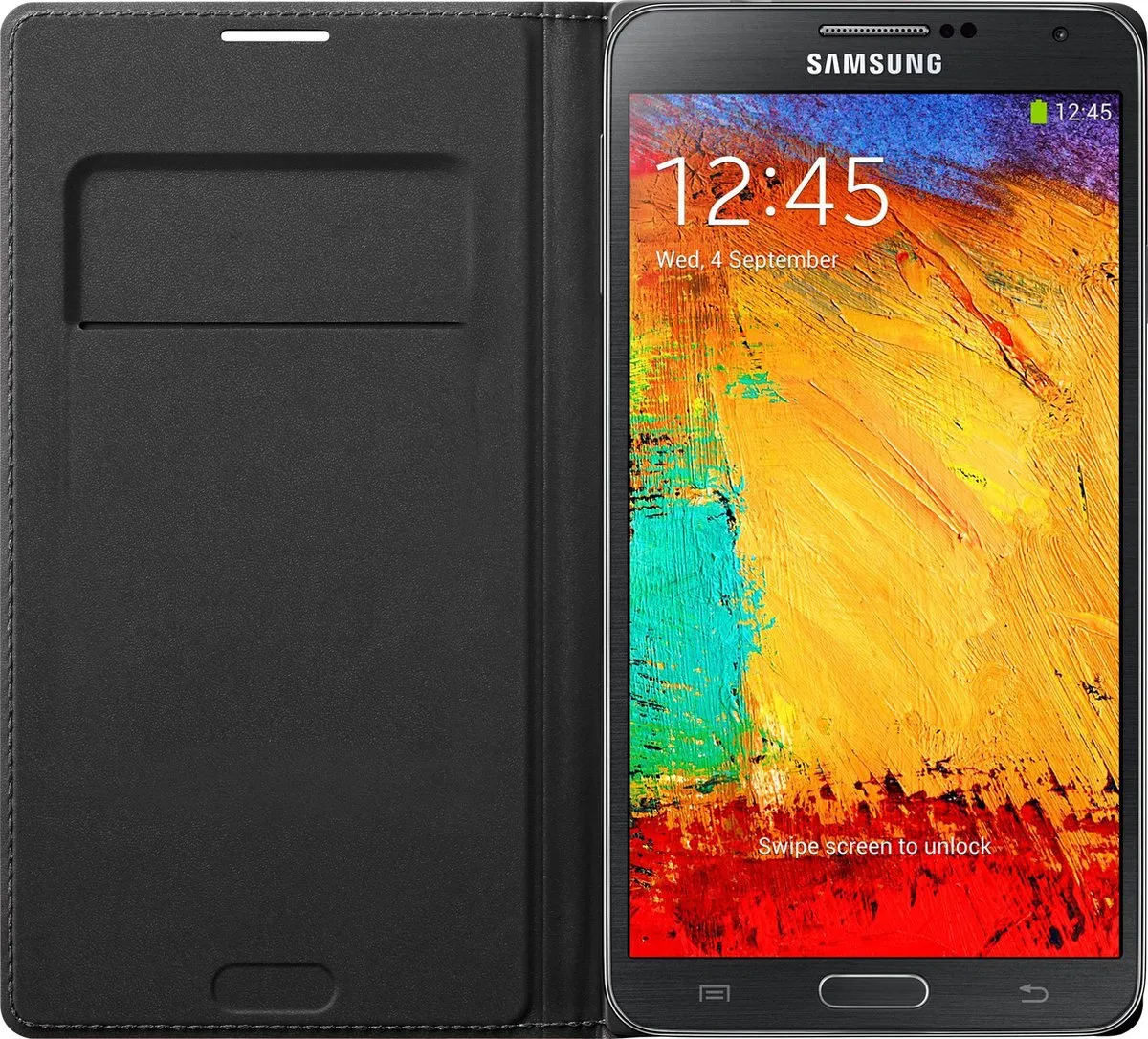 Samsung Galaxy Note3 Lite Flip Wallet Hoes - Zwart