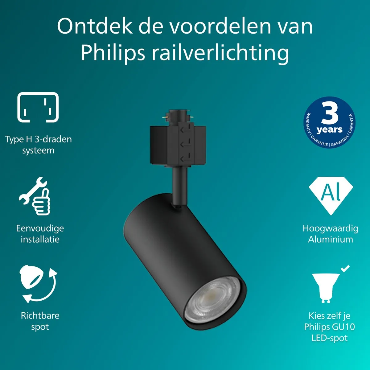Philips EasyLink Zilo Spot GU10 5W - Zwart