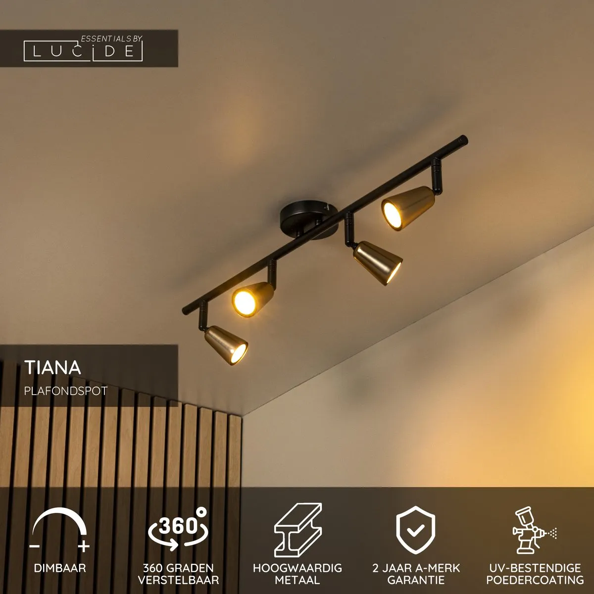 Lucide Tiana Plafondspot 4xGU10 - Champagne