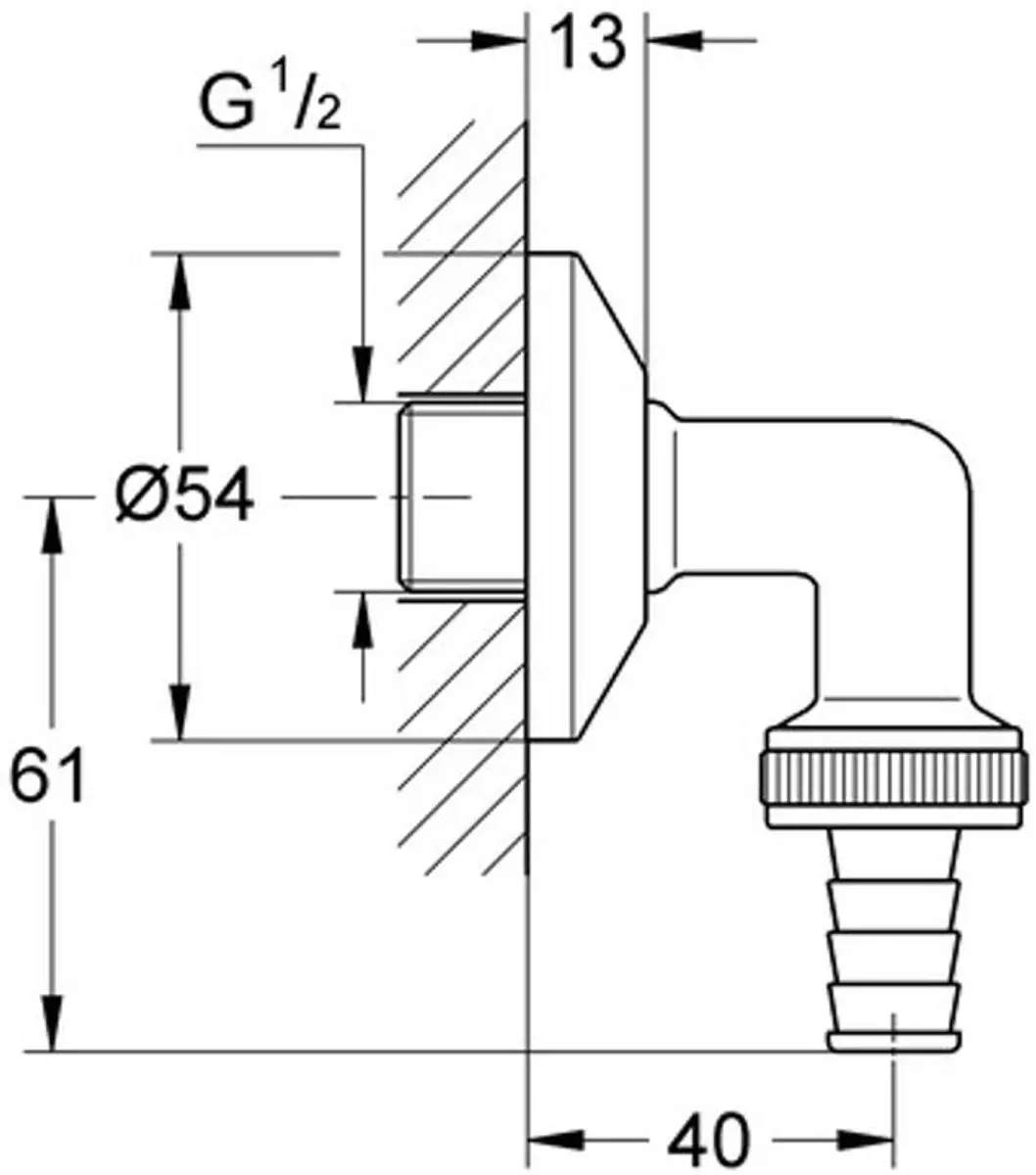 GROHE WAS Slangaansluitbocht 41125 DN15 Chroom - afbeelding 2 van 2