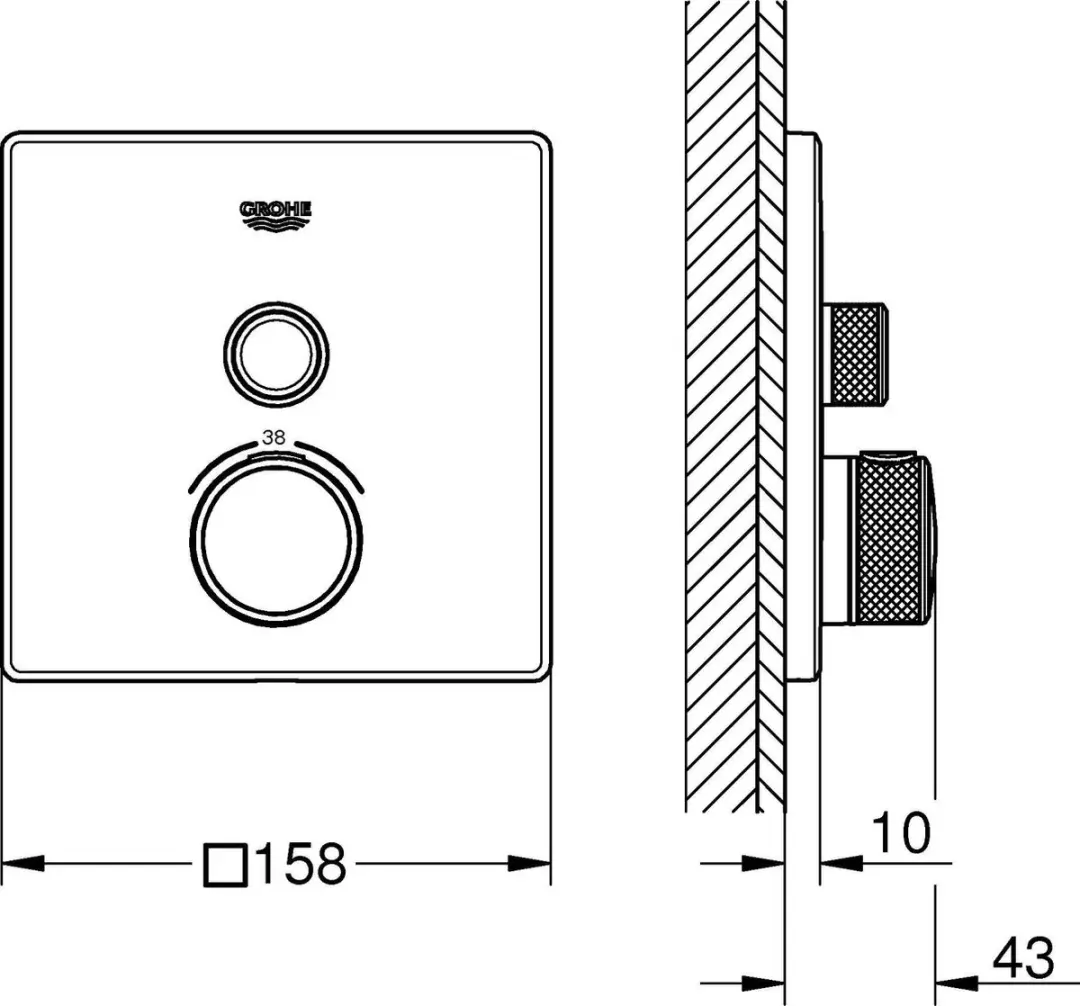 GROHE Grohtherm SmartControl Douchethermostaat 29123A00 - Hard Graphite - afbeelding 2 van 3